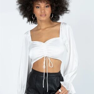 PRINCESS POLLY WHITE CROPPED BLOUSE